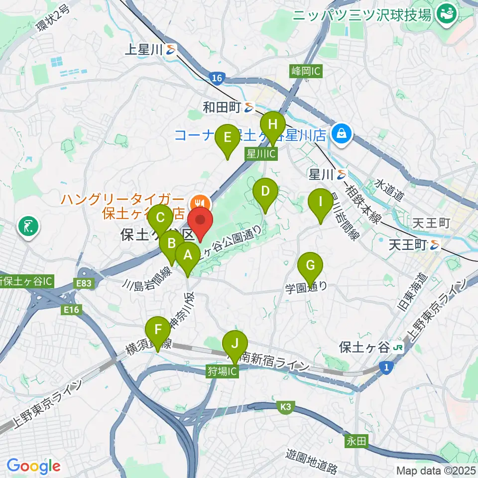 サーティーフォー保土ケ谷球場周辺のコンビニエンスストア一覧地図