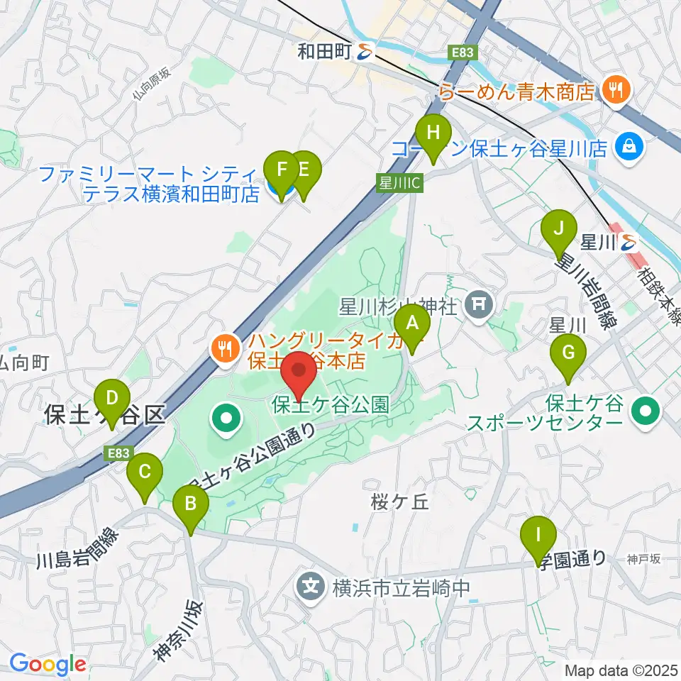 保土ケ谷公園サッカー場周辺のコンビニエンスストア一覧地図