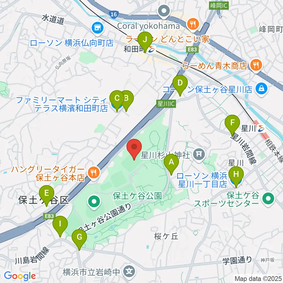 保土ケ谷公園ラグビー場周辺のコンビニエンスストア一覧地図