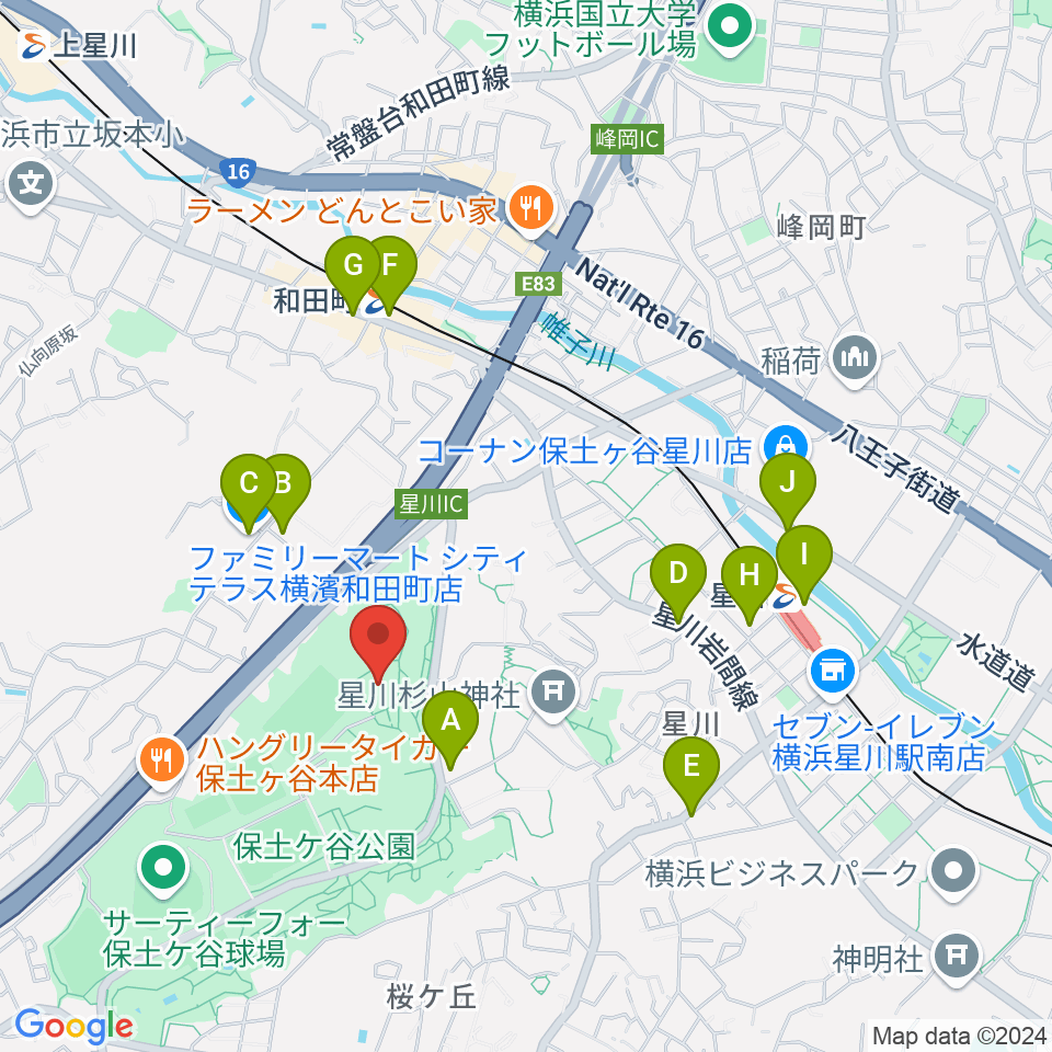 保土ケ谷公園体育館周辺のコンビニエンスストア一覧地図