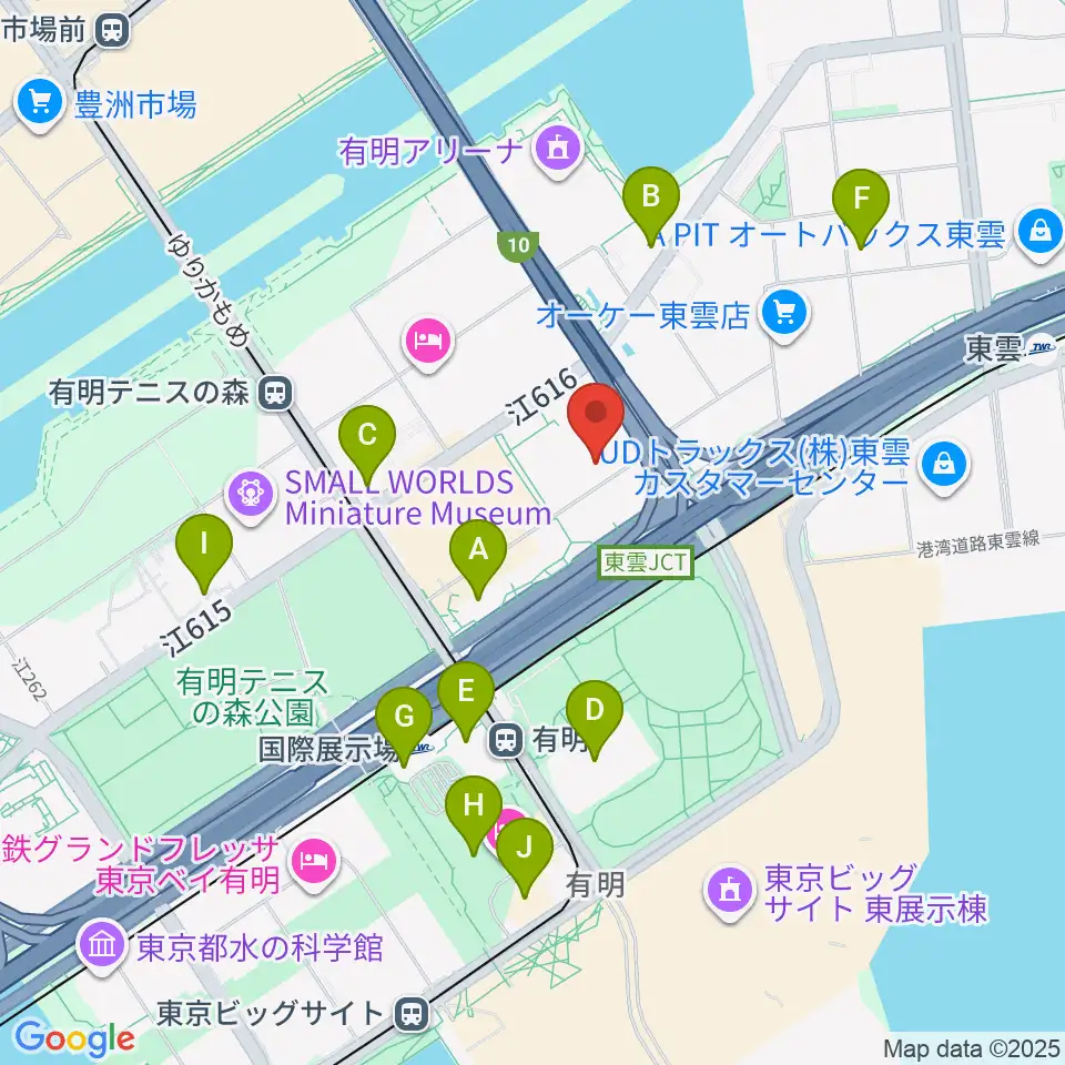 有明四季劇場周辺のコンビニエンスストア一覧地図