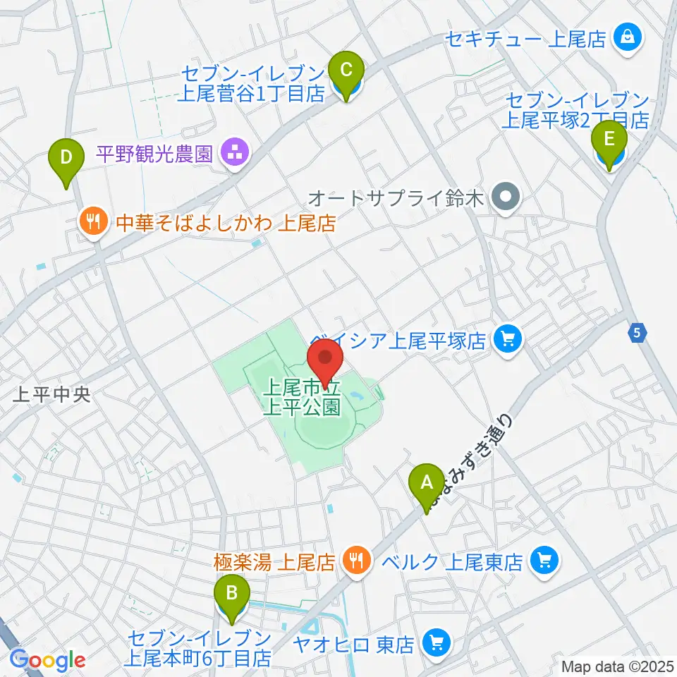UDトラックス上尾スタジアム周辺のコンビニエンスストア一覧地図