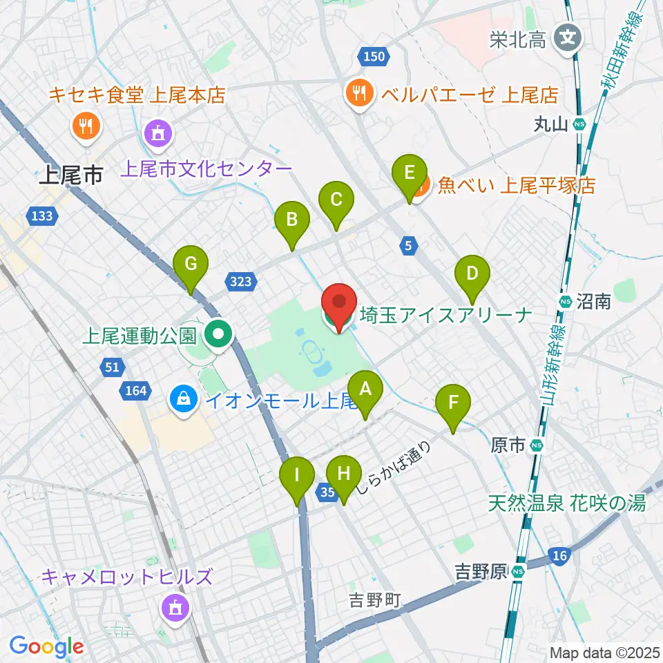 埼玉アイスアリーナ周辺のコンビニエンスストア一覧地図