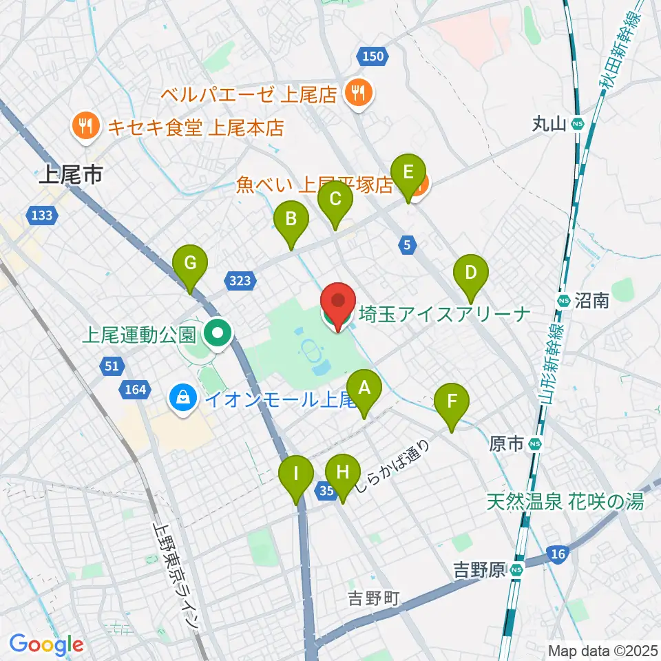 埼玉アイスアリーナ周辺のコンビニエンスストア一覧地図