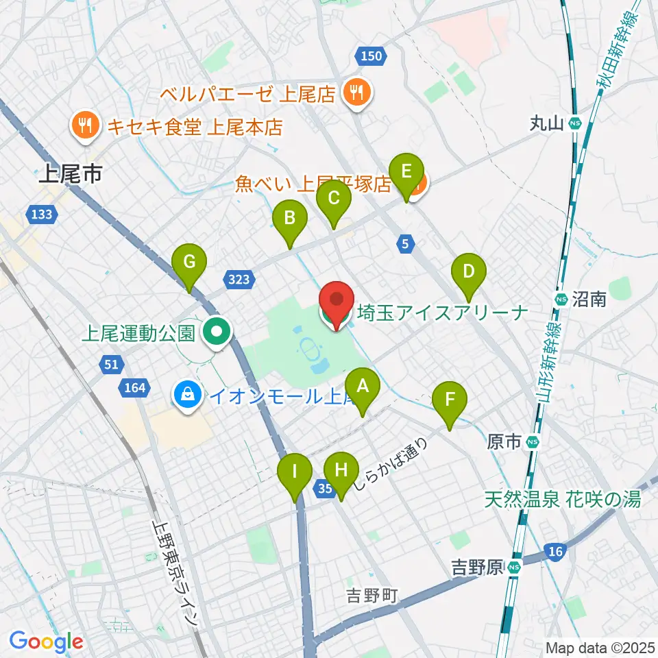 埼玉アイスアリーナ周辺のコンビニエンスストア一覧地図