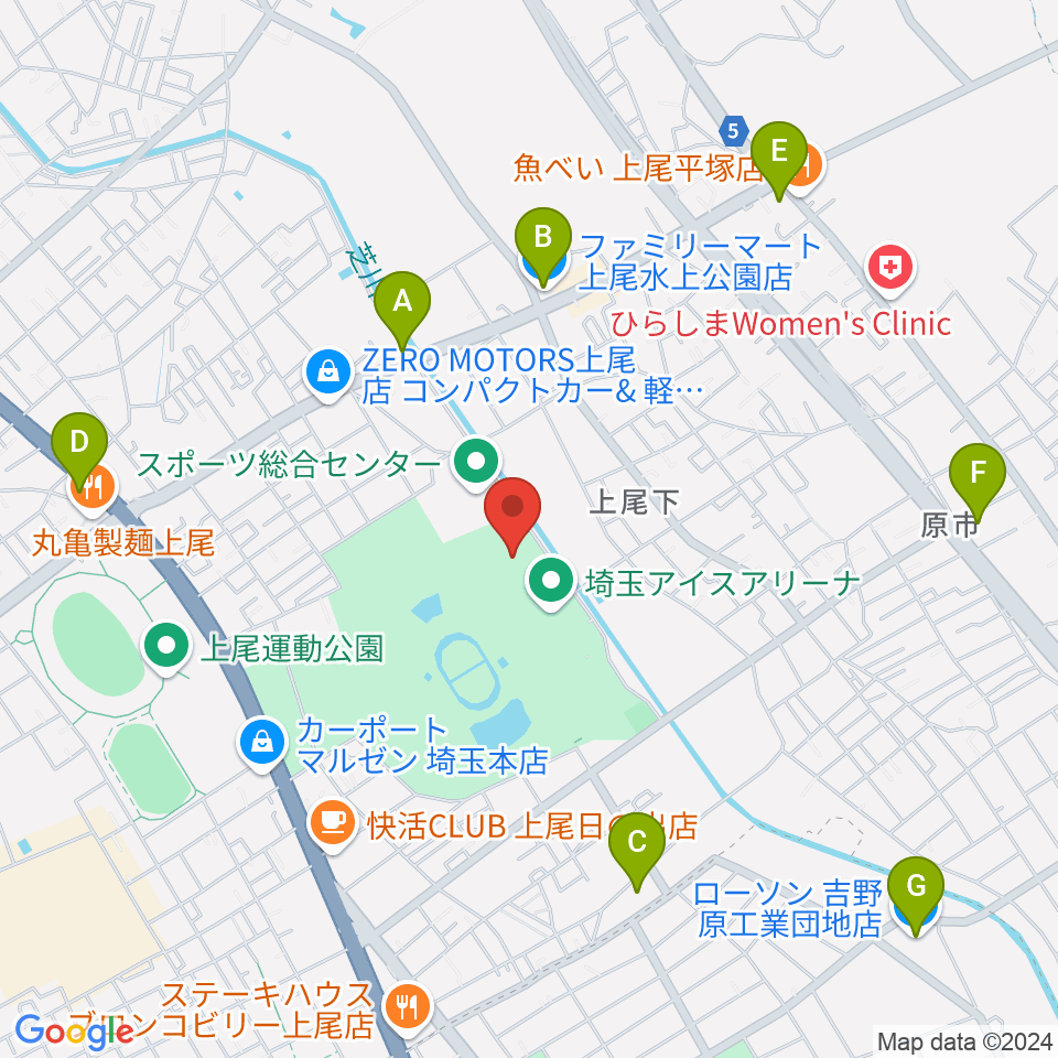 埼玉県立武道館周辺のコンビニエンスストア一覧地図