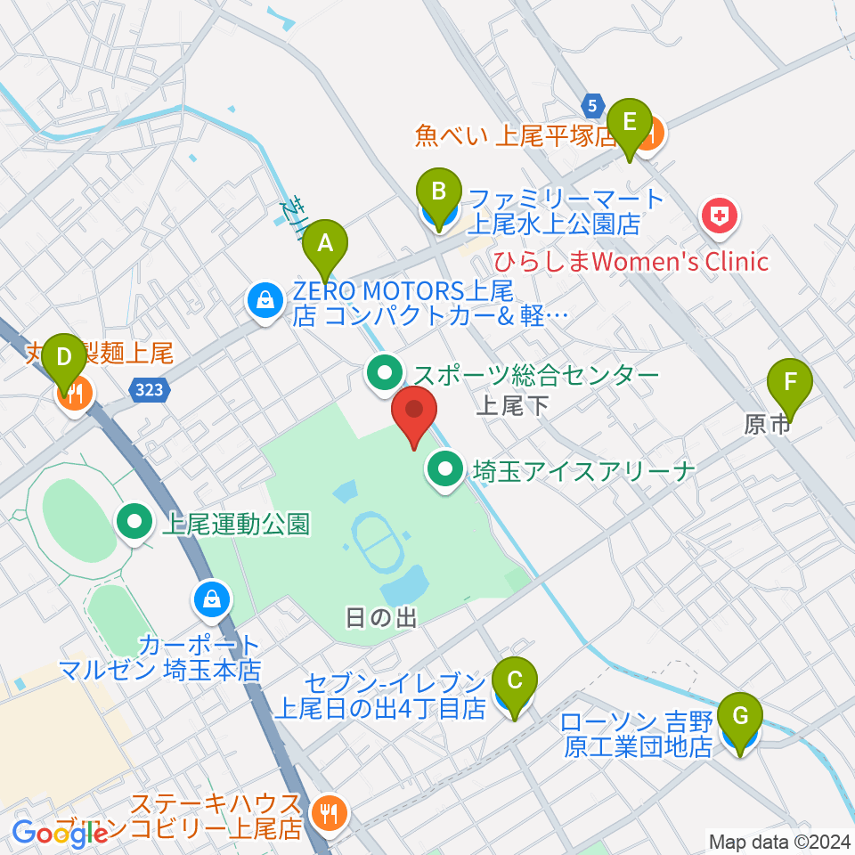 埼玉県立武道館周辺のコンビニエンスストア一覧地図