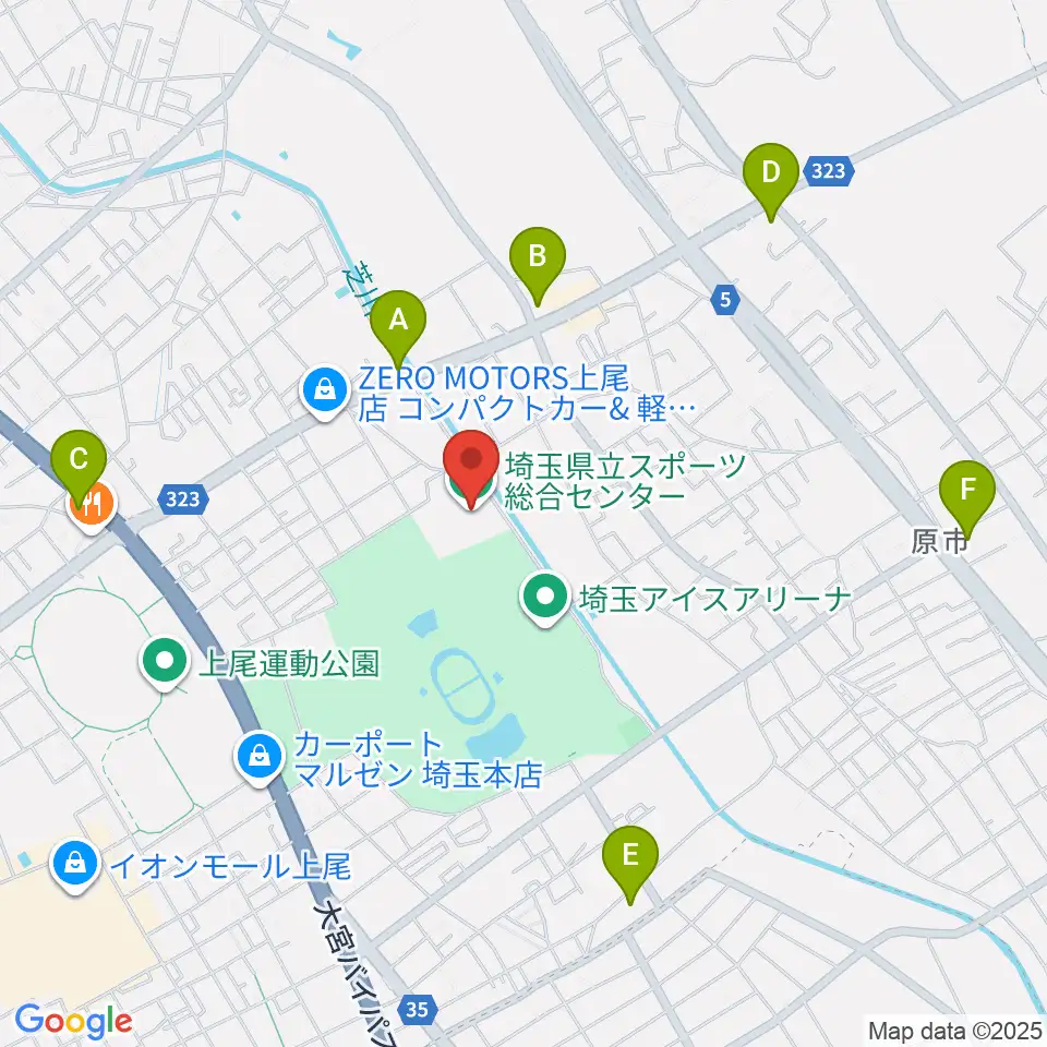 埼玉県立スポーツ総合センター周辺のコンビニエンスストア一覧地図