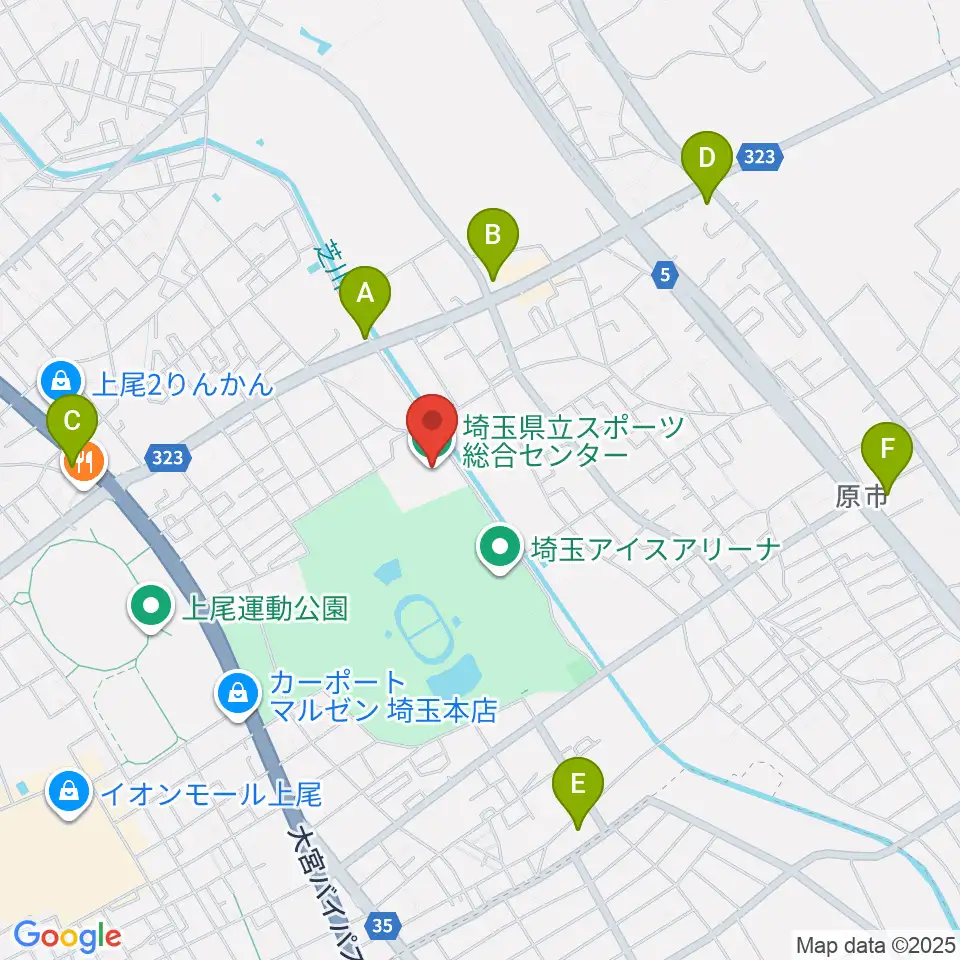 埼玉県立スポーツ総合センター周辺のコンビニエンスストア一覧地図