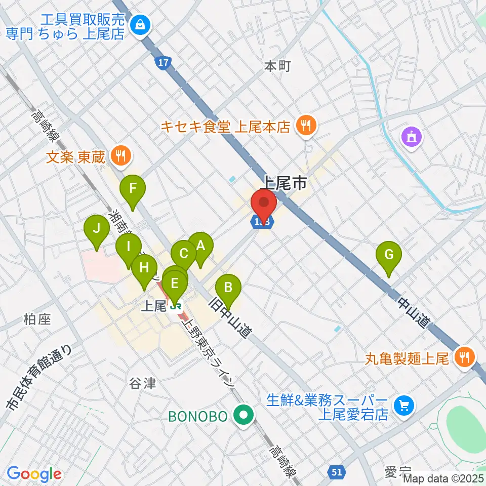 ニコニコ堂上尾センター周辺のコンビニエンスストア一覧地図