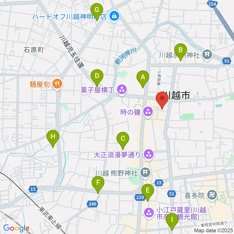 川越スカラ座周辺のコンビニエンスストア一覧地図