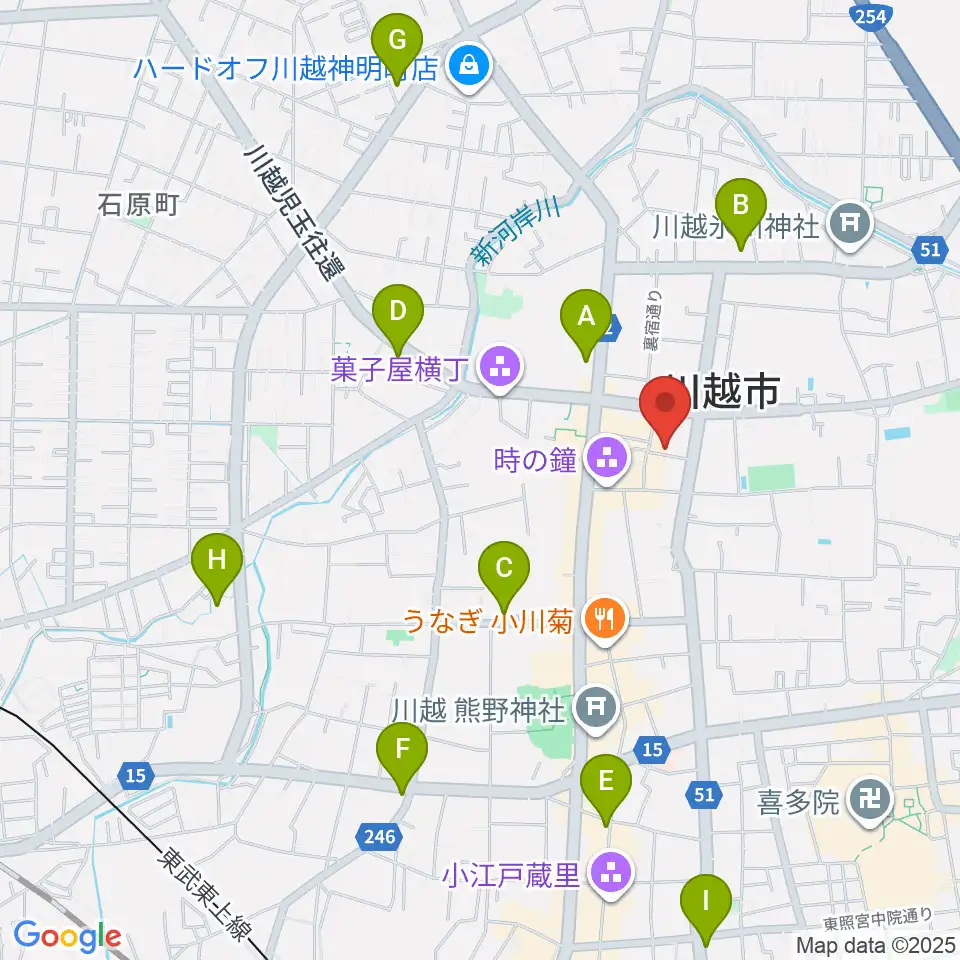 川越スカラ座周辺のコンビニエンスストア一覧地図