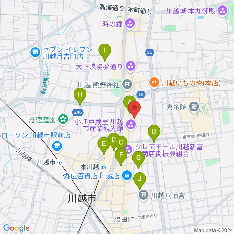 小江戸座周辺のコンビニエンスストア一覧地図