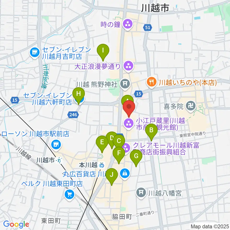 小江戸座周辺のコンビニエンスストア一覧地図