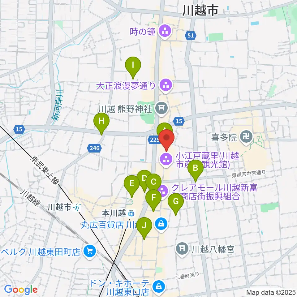 小江戸座周辺のコンビニエンスストア一覧地図