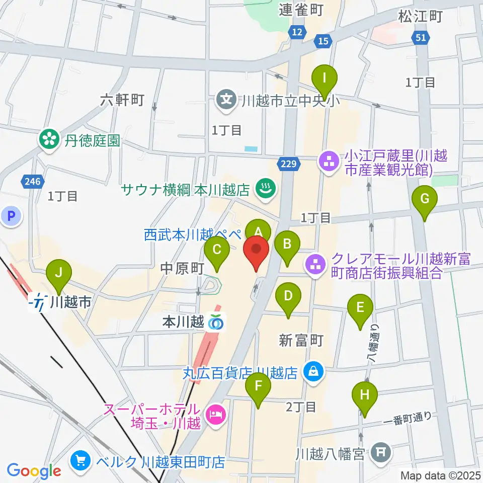 バンダレコード本川越ペペ店周辺のコンビニエンスストア一覧地図