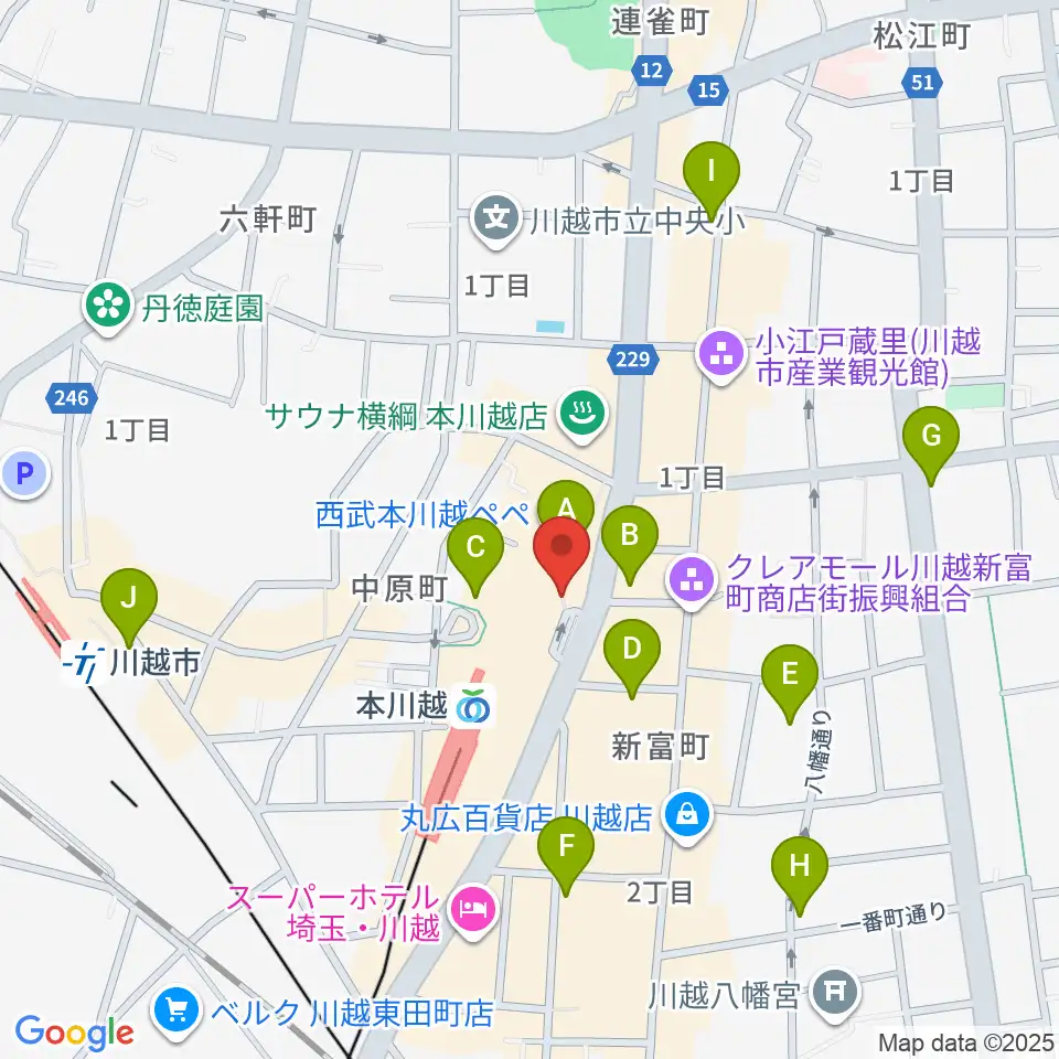 バンダレコード本川越ペペ店周辺のコンビニエンスストア一覧地図