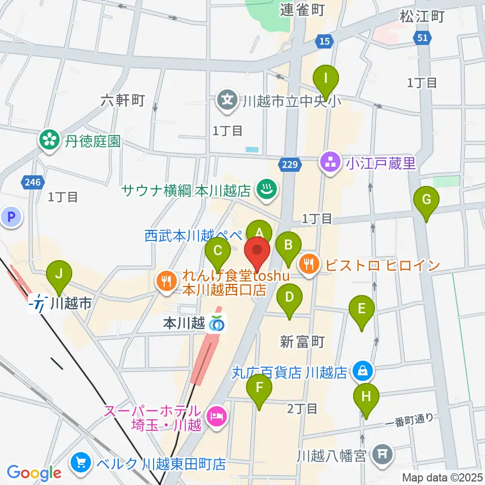 バンダレコード本川越ペペ店周辺のコンビニエンスストア一覧地図
