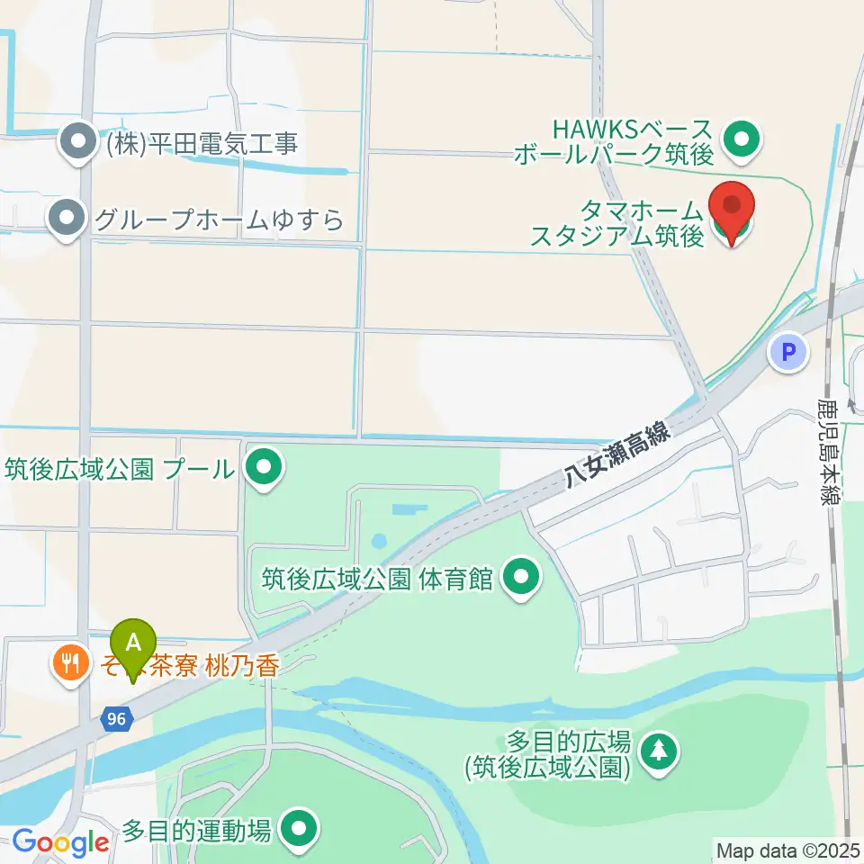 タマホーム スタジアム筑後周辺のコンビニエンスストア一覧地図