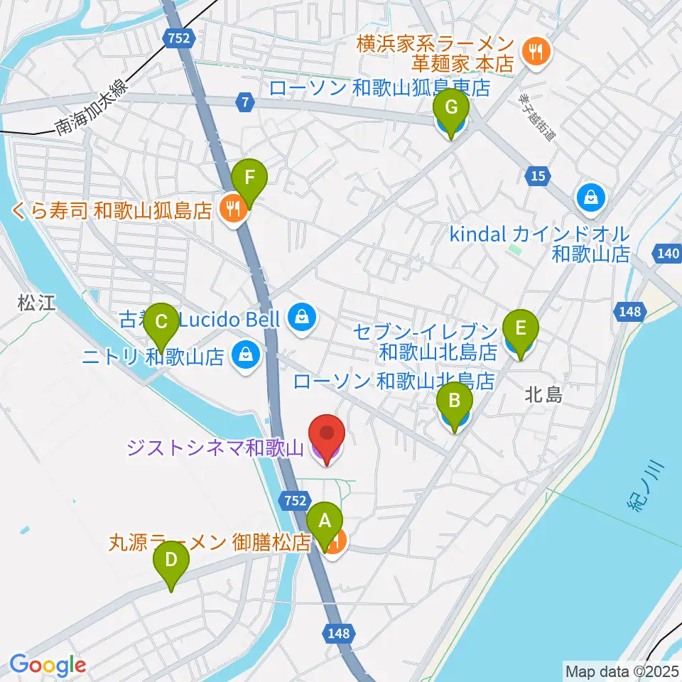ジストシネマ和歌山周辺のコンビニエンスストア一覧地図