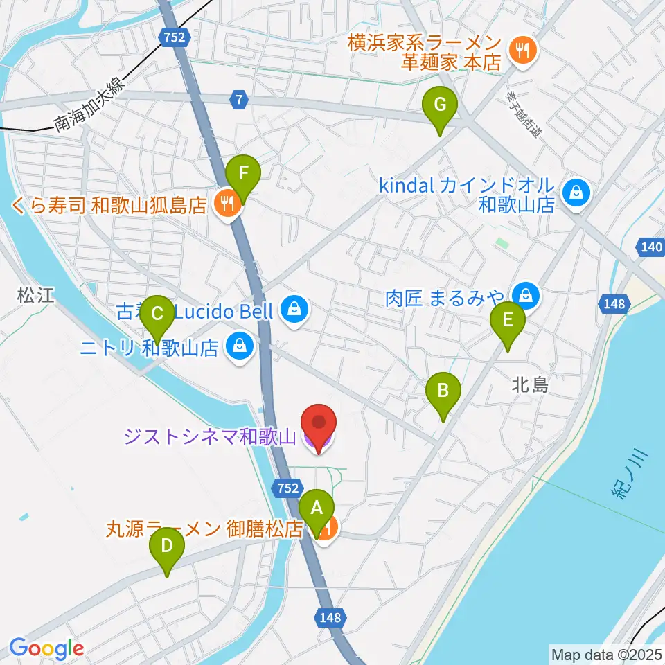 ジストシネマ和歌山周辺のコンビニエンスストア一覧地図