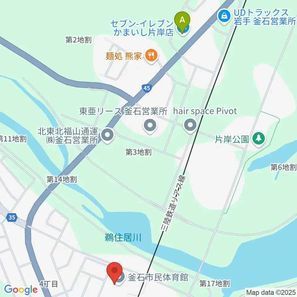 釜石市民体育館周辺のコンビニエンスストア一覧地図