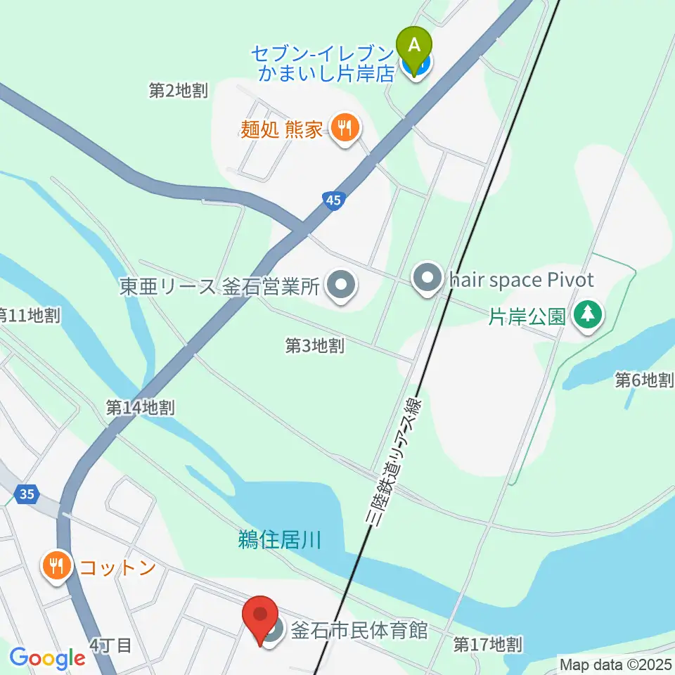 釜石市民体育館周辺のコンビニエンスストア一覧地図