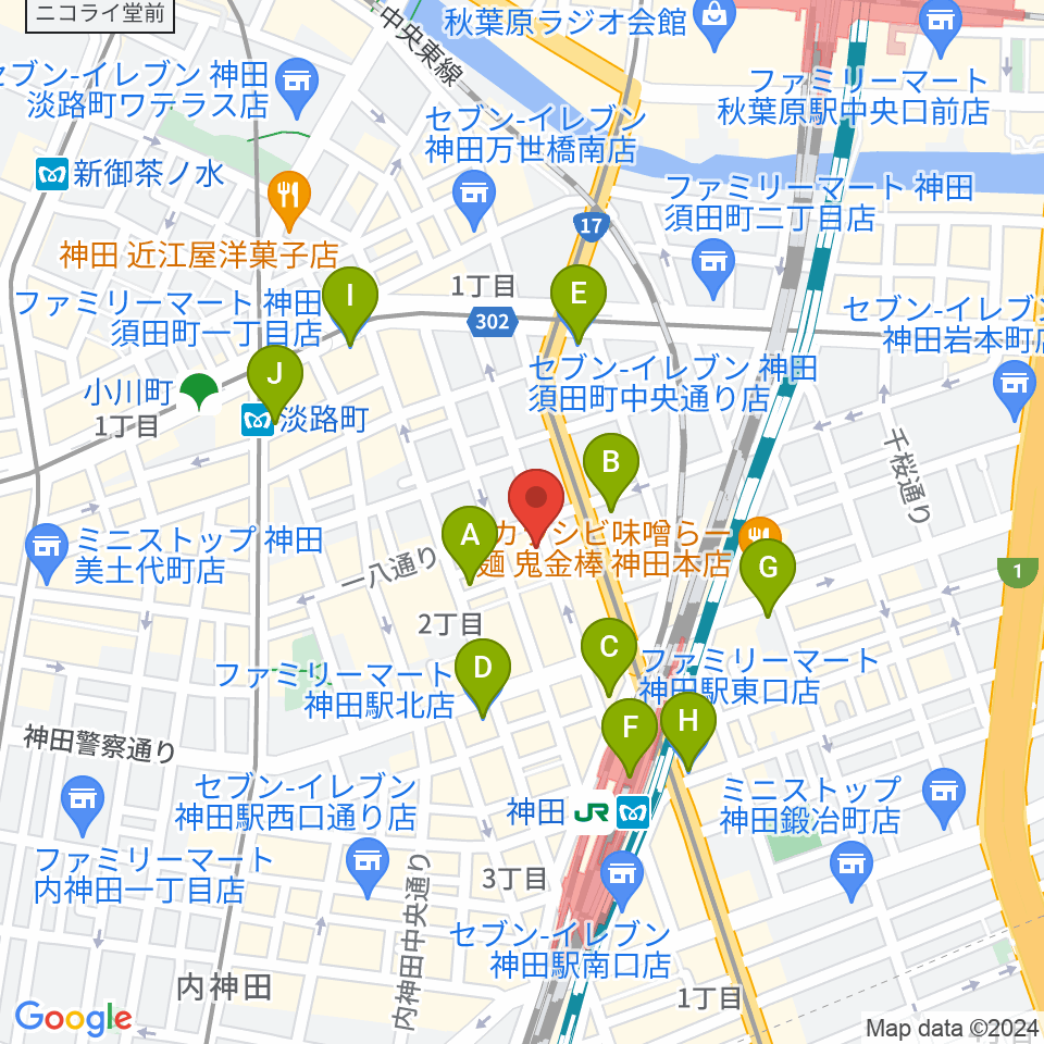 バンブルビースタジオ周辺のコンビニエンスストア一覧地図