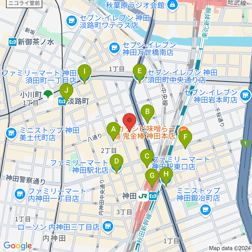 バンブルビースタジオ周辺のコンビニエンスストア一覧地図