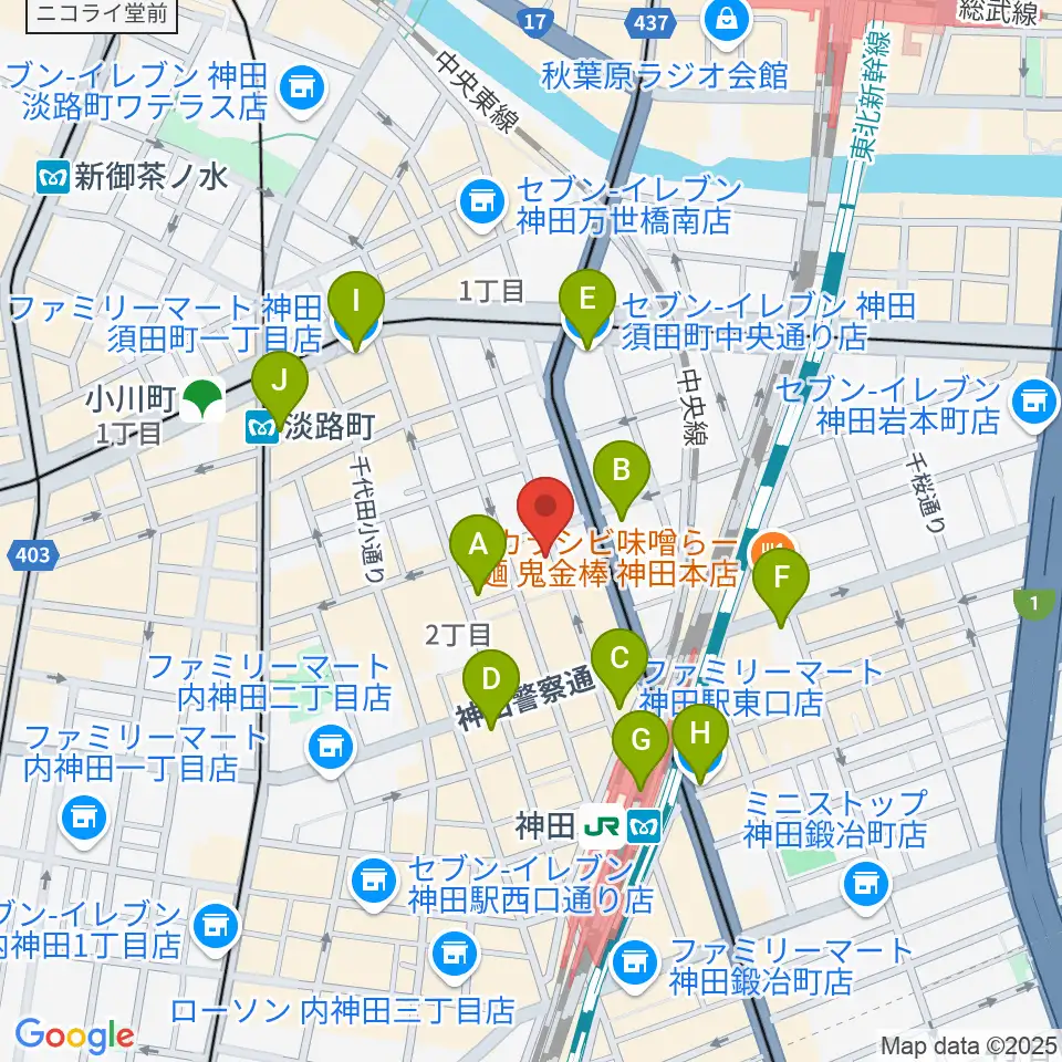 バンブルビースタジオ周辺のコンビニエンスストア一覧地図