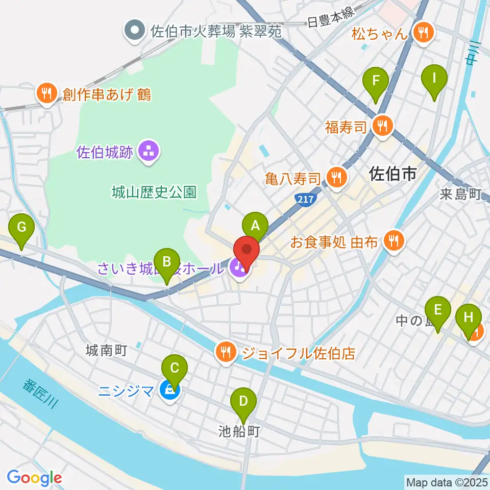 さいき城山桜ホール周辺のコンビニエンスストア一覧地図