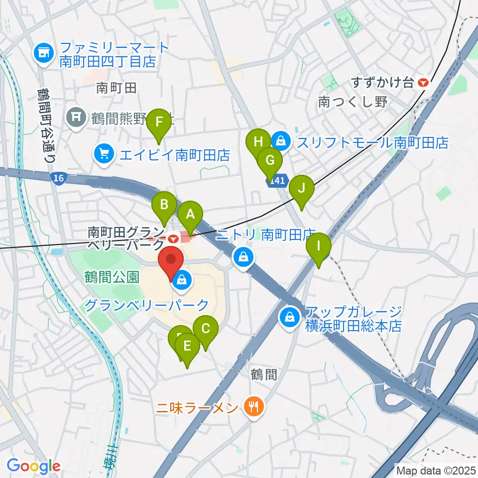 山野楽器 南町田店周辺のコンビニエンスストア一覧地図