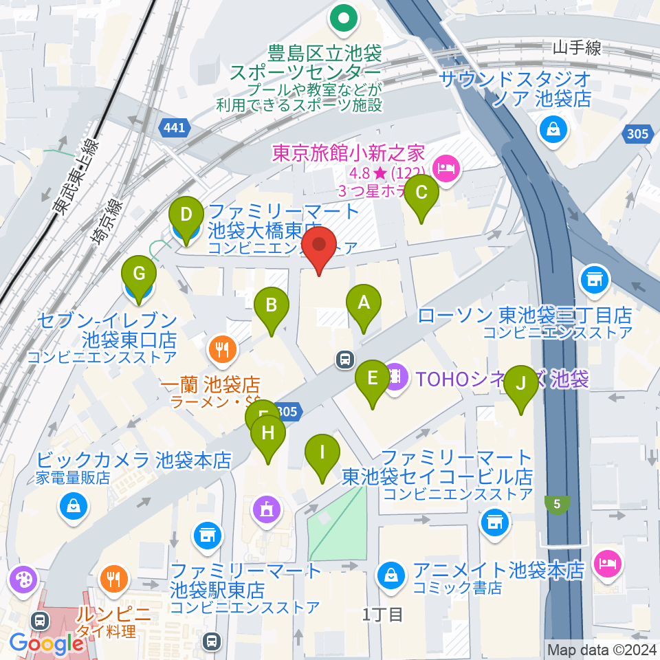 イケベ ユーズド ギターズGET周辺のコンビニエンスストア一覧地図