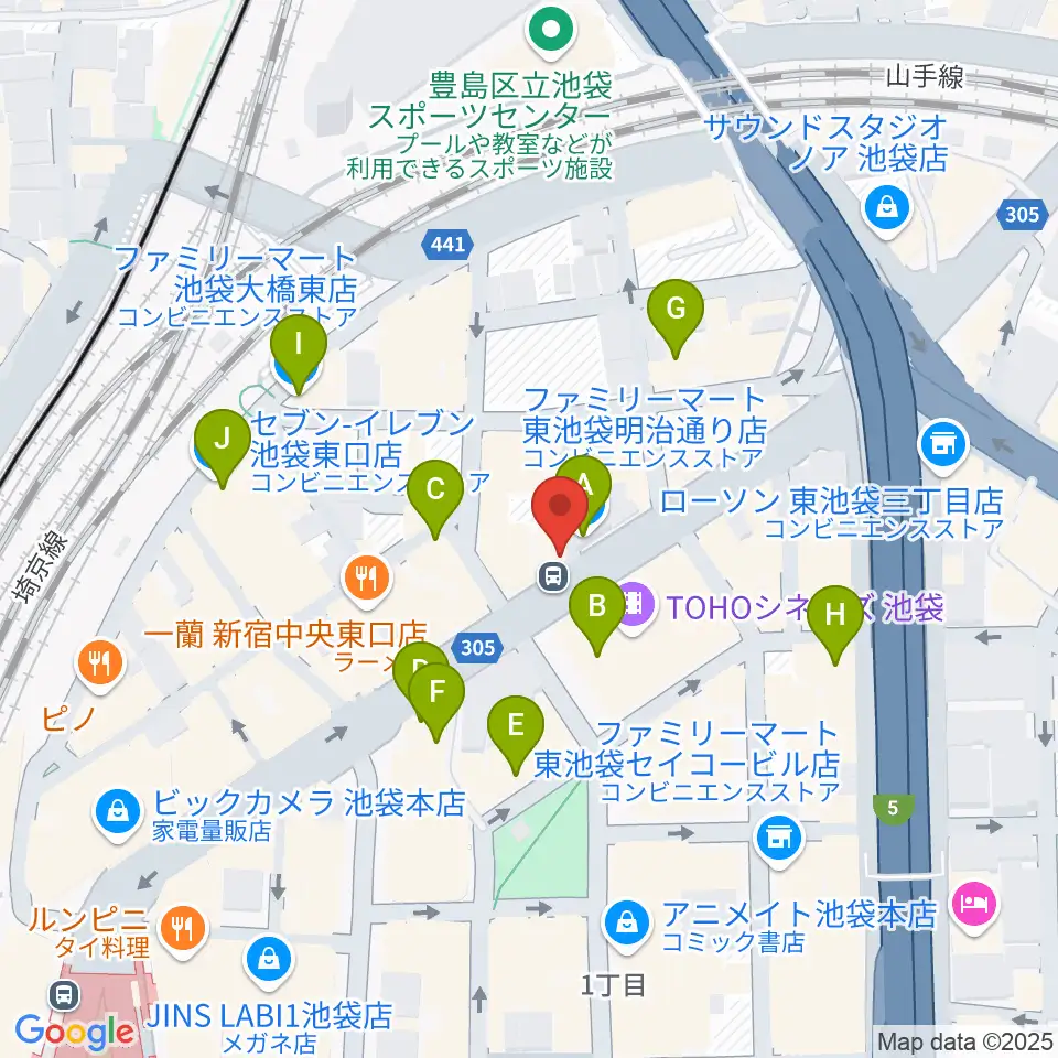 イケベ楽器店GET STOMP周辺のコンビニエンスストア一覧地図