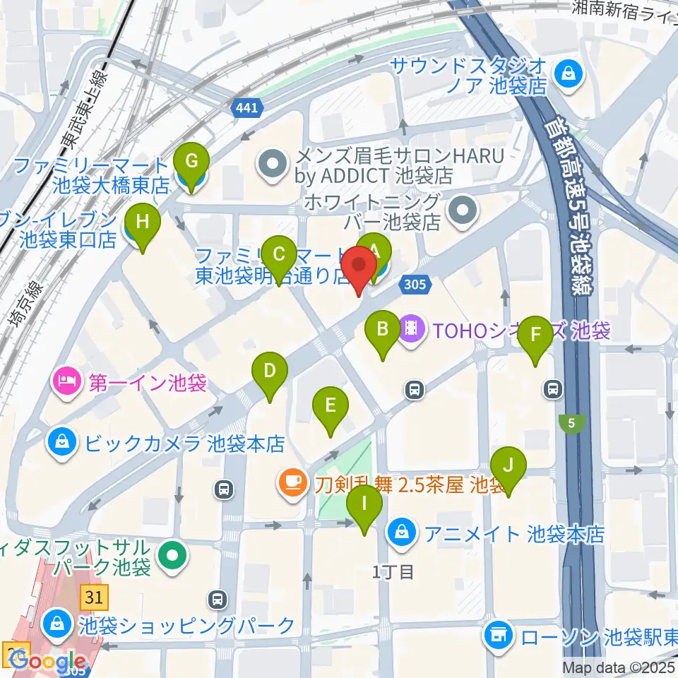イケベ楽器店GET STOMP周辺のコンビニエンスストア一覧地図