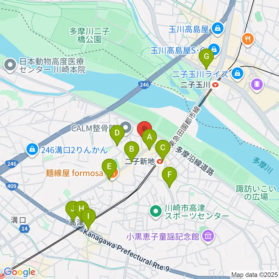 ふたこ音楽館周辺のコンビニエンスストア一覧地図