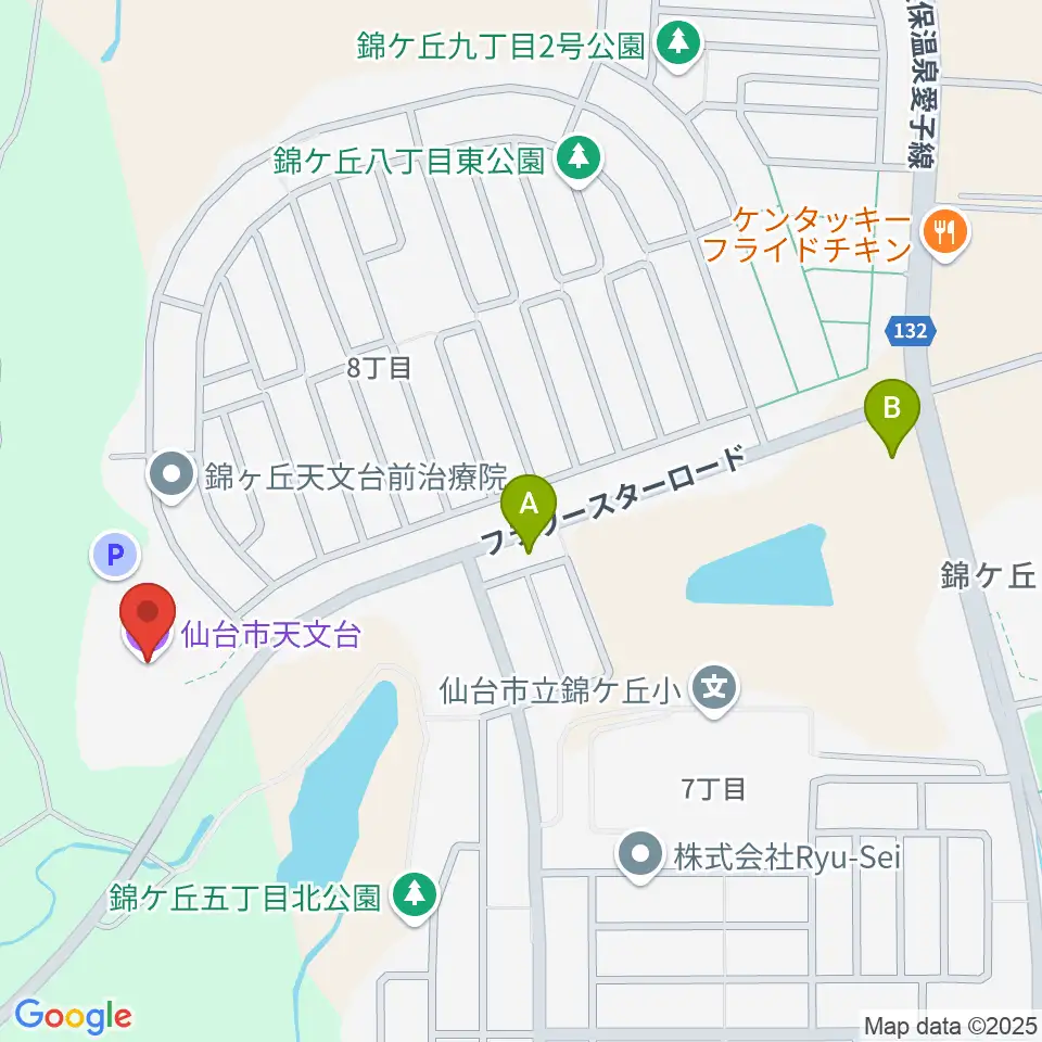 仙台市天文台周辺のコンビニエンスストア一覧地図