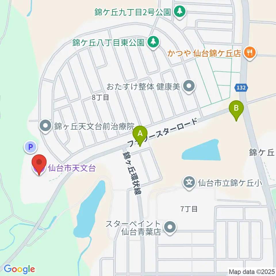 仙台市天文台周辺のコンビニエンスストア一覧地図