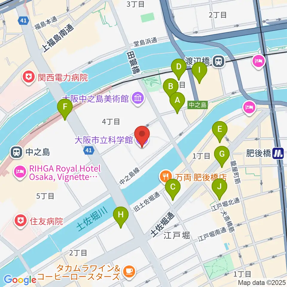 大阪市立科学館周辺のコンビニエンスストア一覧地図
