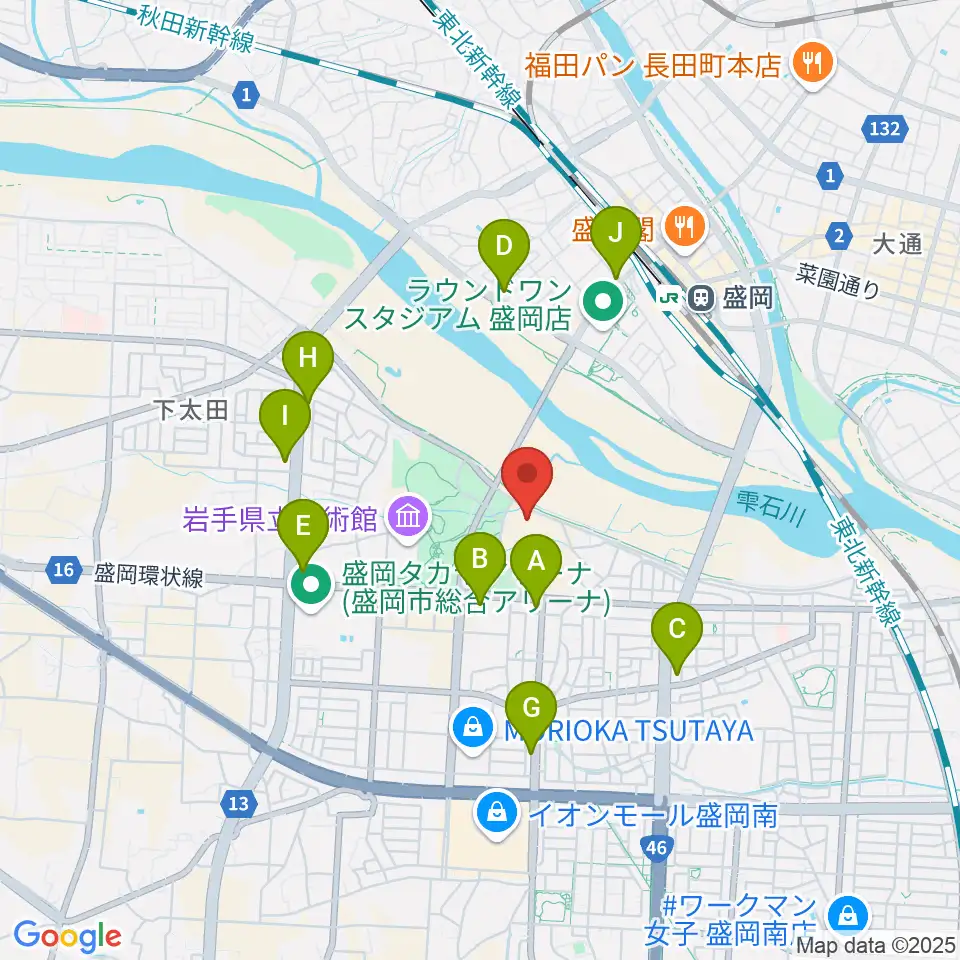 盛岡市子ども科学館周辺のコンビニエンスストア一覧地図