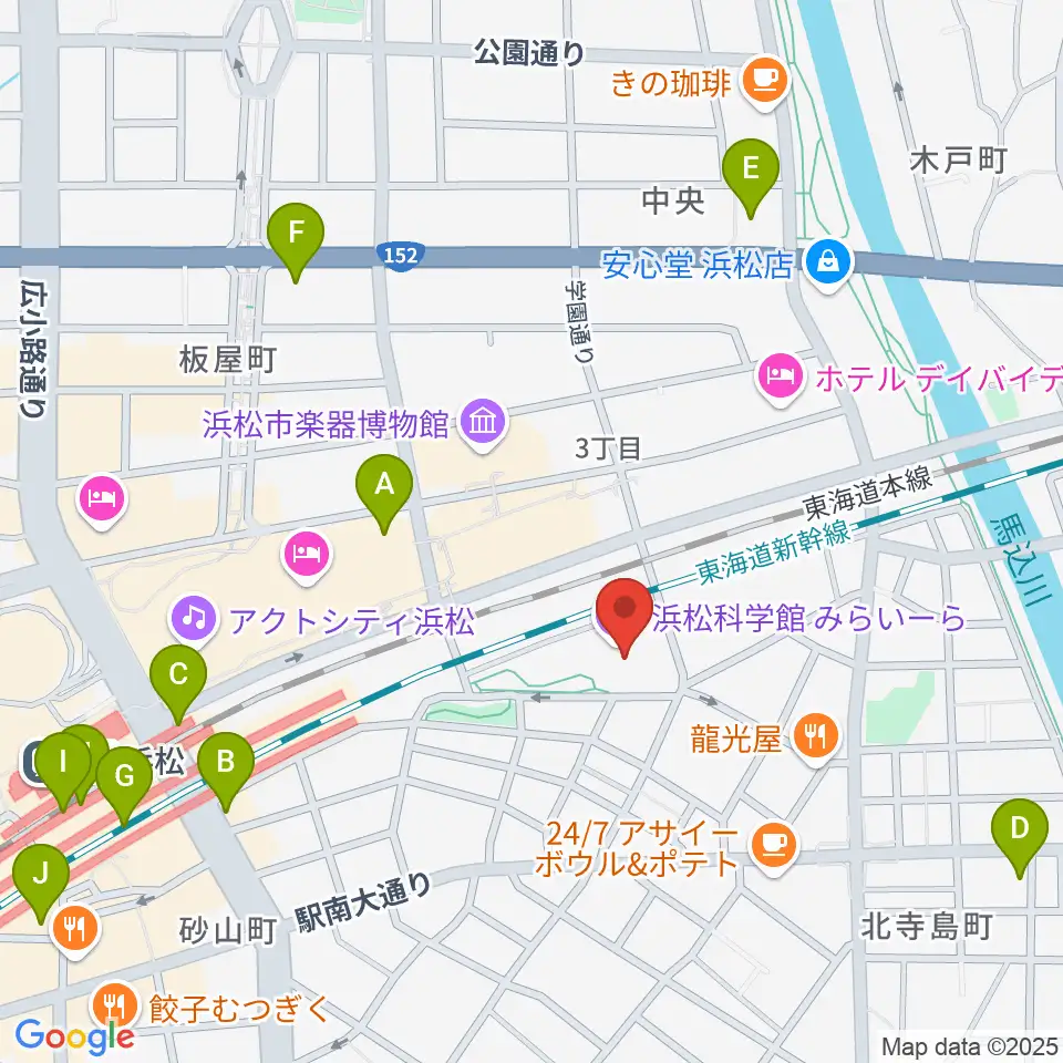 浜松科学館周辺のコンビニエンスストア一覧地図