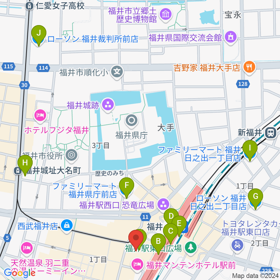 セーレンプラネット周辺のコンビニエンスストア一覧地図