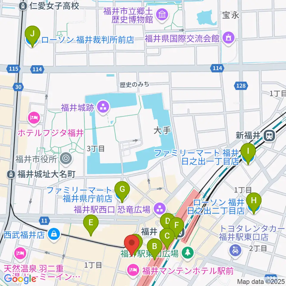 セーレンプラネット周辺のコンビニエンスストア一覧地図