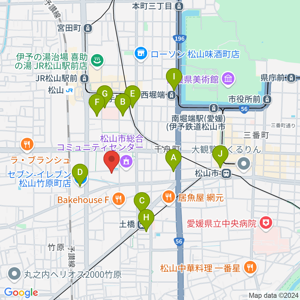 松山コスモシアター周辺のコンビニエンスストア一覧地図