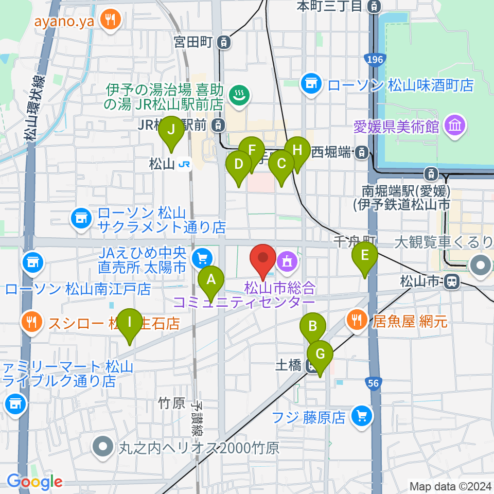 松山コスモシアター周辺のコンビニエンスストア一覧地図