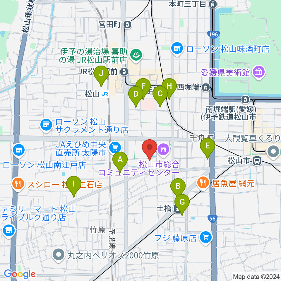 松山コスモシアター周辺のコンビニエンスストア一覧地図