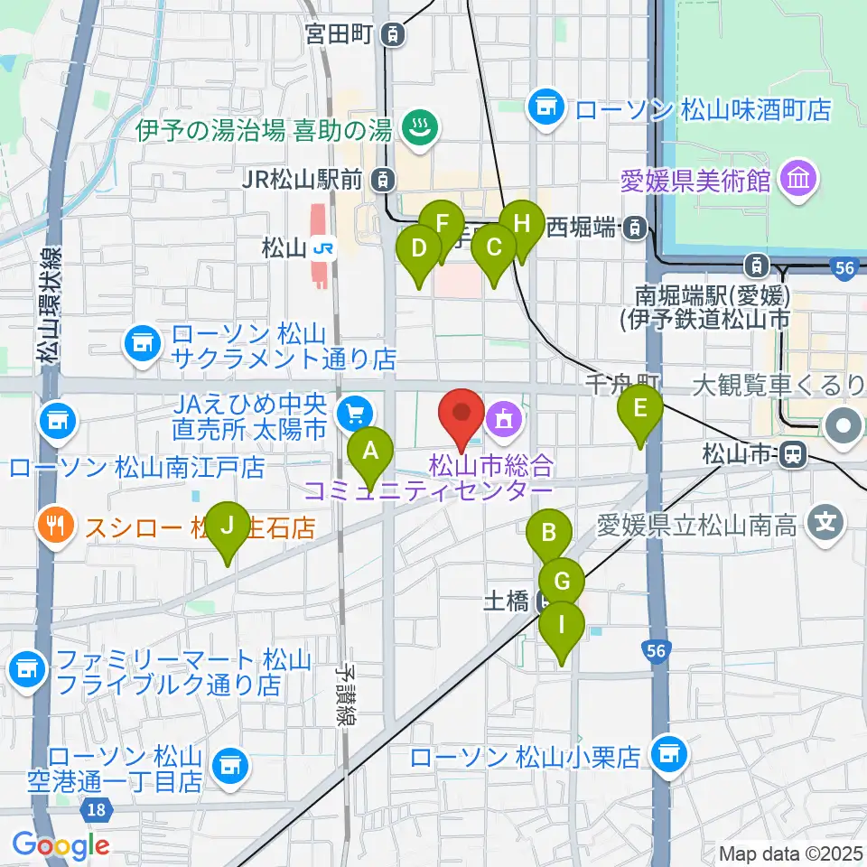 松山コスモシアター周辺のコンビニエンスストア一覧地図