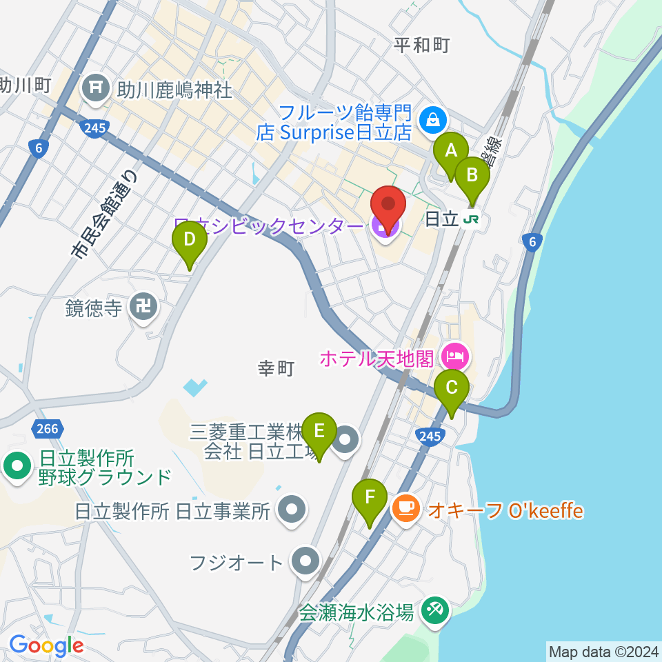 日立シビックセンター天球劇場周辺のコンビニエンスストア一覧地図