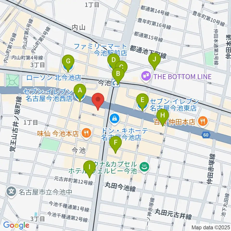 今池ガスホール周辺のコンビニエンスストア一覧地図