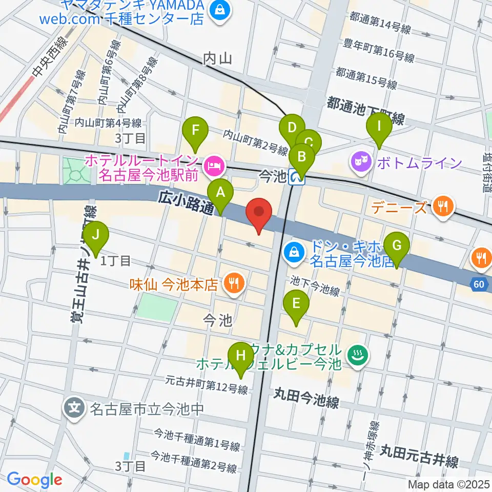 今池ガスホール周辺のコンビニエンスストア一覧地図